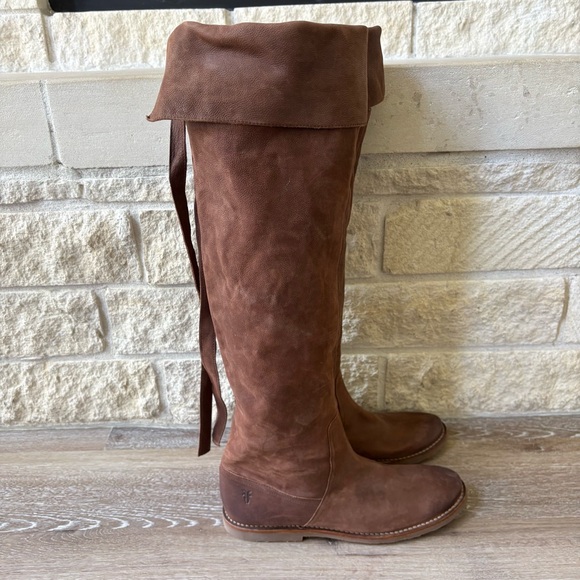 Frye Celia Over The Knee Boots Leather Fold over Size 10B Boho Western - Picture 2 of 12